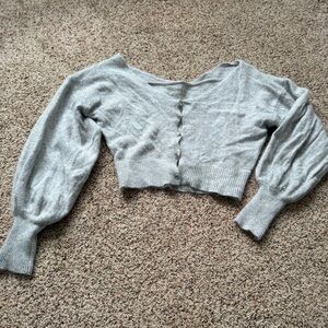 Gray Women's Cropped Cardigan
